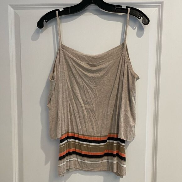 EUC Bailey/44 Oatmeal Heather Open Shoulder Top Sz. M - Picture 5 of 6